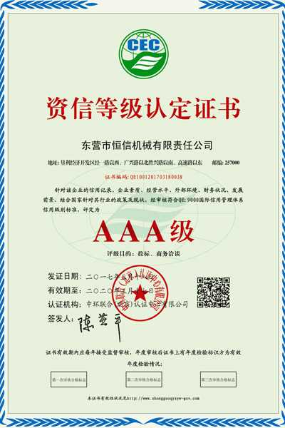 AAA credit rating certificate